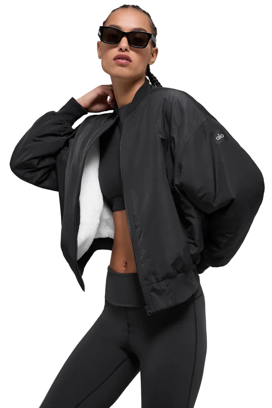 Alo yoga, Chaqueta bomber Urbanite negra. - S